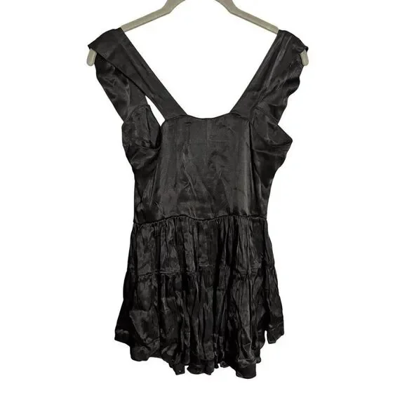 vanessa mooney elisabeth dress black Vanessa Mooney Satin Elisabeth Romper Dress main image 0
